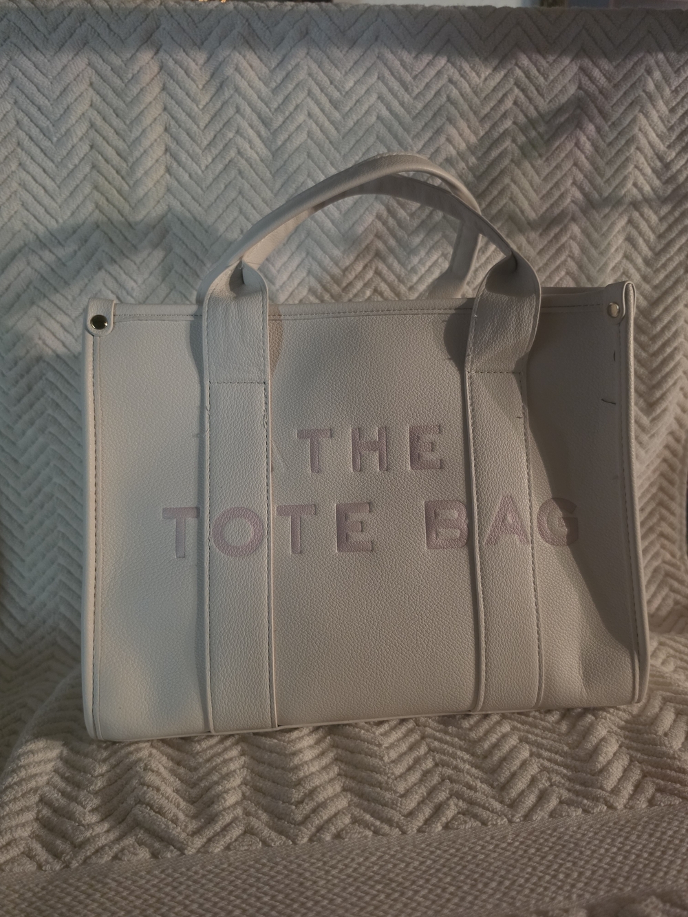 The Tote Bag White Leatherette Tote - Unbranded